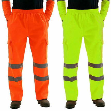 Mens Work Uniform Bottoms Safety Sweat Pants Striped Reflective Pants Loose Mens Jogging Trousers Joggers Patchwork Workwear
