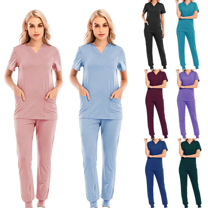 Pet Beauty Agency uniform nurse uniform medical uniform V-collar nursing frosted uniform salon SPA Women's suits suits s-KarWorkwear