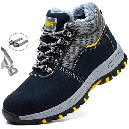 High Quality Winter Boots Men Steel Toe Cap Safety Boots Work Shoes Men Puncture-Proof Work Boots Plush Warm Safety Shoes male-KarWorkwear