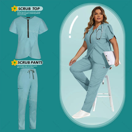 Hot Sales Medical Uniform Nurse Nursing Uniform Scrubs Set for Women Hospital Doctor Workwear Surgical Gown Beauty Salon Clothes-KarWorkwear