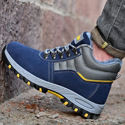 High Quality Winter Boots Men Steel Toe Cap Safety Boots Work Shoes Men Puncture-Proof Work Boots Plush Warm Safety Shoes male-KarWorkwear