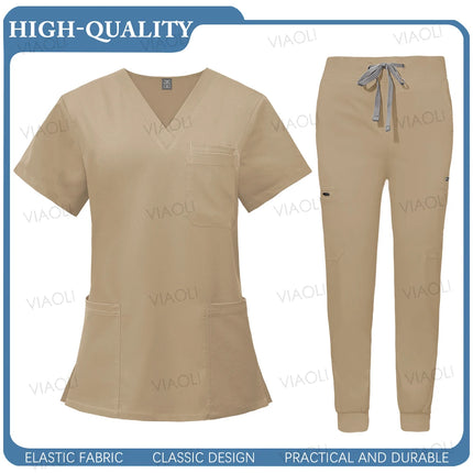 New Operating Room Uniform Hospital Working Scrub Set Medical Supplies Nurse Dental Surgery Suit Beauty Workwear Scrub Top Pants-KarWorkwear