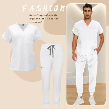 Red Nursing Uniforms Unisex Medical Top Pants Clinical Uniform Men Nursing Clothes Doctor Nurse Scrubs Sets Dentist Vet Workwear-KarWorkwear