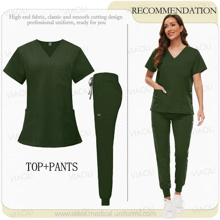 Unisex Medical Uniforms Men Women Nursing Clothes Beauty Costume Nurse Scrubs Sets Doctor Dentist Workwear Clinical Tops Pants-KarWorkwear