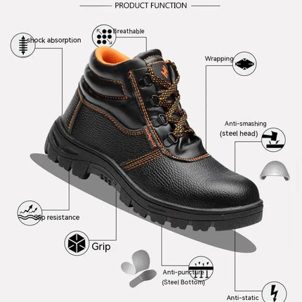 Wear-resisting Men Work Safety Boots Anti-smash Anti-puncture Work Sneakers Waterproof Boots Indestructible Protective Work Boot