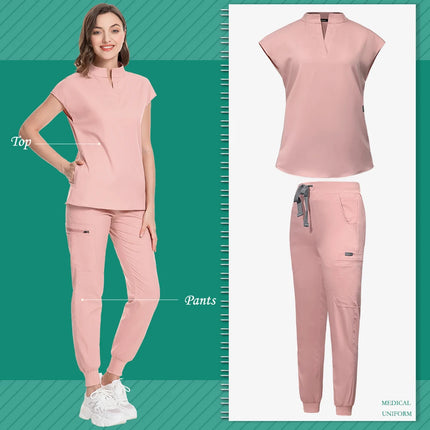 New Scrub Clothes Comfortable and Breathable Unisex Solid Color Top and Pants Set Medical Uniform Surgical Work Wear Wholesale-KarWorkwear