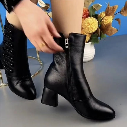 Brand Women Boots Chunky Chelsea High Boots Women 2024 New High Heels Shoes designer Sexy Women Ankle Boots Big Size botas mujer-KarWorkwear