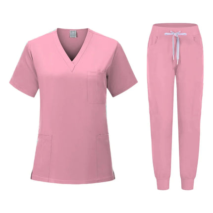 Fashion White Hospital Uniforms Nurse Beauty Dental Salon Work Clothes Custom LOGO Uniform Medical Scrubs Jogger Unisex Sets-KarWorkwear