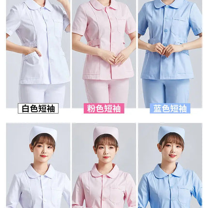 White Short Sleeve scrubs uniforms women Pet Grooming Clinic Nursing Clothes Workwear Nurse Scrub Work Pink Medical Uniform-KarWorkwear