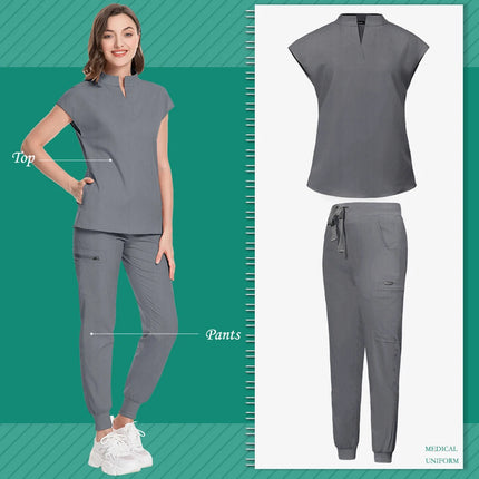 New Scrub Clothes Comfortable and Breathable Unisex Solid Color Top and Pants Set Medical Uniform Surgical Work Wear Wholesale-KarWorkwear