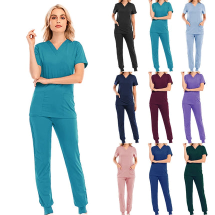 Pet Beauty Agency uniform nurse uniform medical uniform V-collar nursing frosted uniform salon SPA Women's suits suits s-KarWorkwear