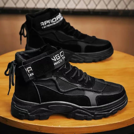 Men's Work Boots Winter New Fce Lined Anti-slip Waterproof Rainproof Warm  Boots Korean Sle round Toe Rubber Sole