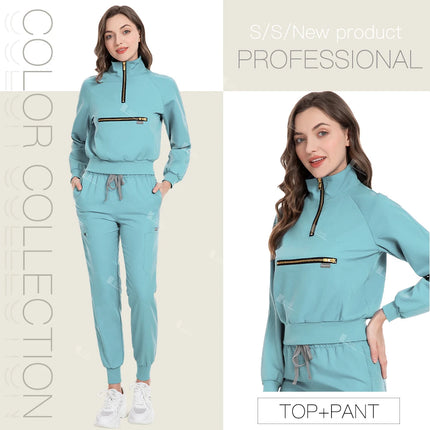 Long Sleeve Workwear Medical Scrub Set Women Hospital Doctor Nurse Uniforms Dental Surgery Uniforms Operating Room Uniforms Suit-KarWorkwear