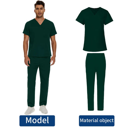 Short Sleeve Mens Scrub Uniforms Doctor Overcoats Dentist Set Medical Tops Pants Man or Women Nurse Work Wear Lab Pharmacy Gown-KarWorkwear