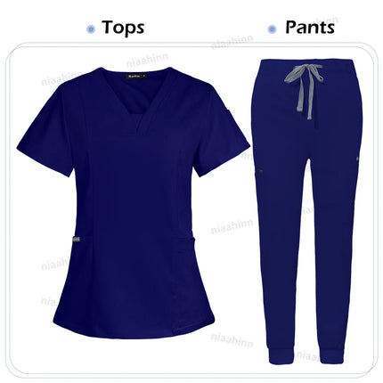 Niaahinn Scrub Hospital Uniform Medical Top Pants Nurse Uniform High Fashion Uniforms Nursing Scrubs Set Hot Sell Surgical Gowns-KarWorkwear