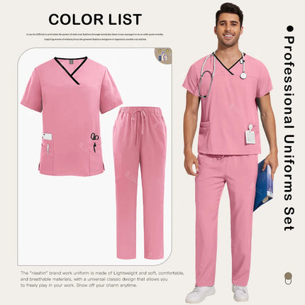 Surgical Uniforms Lab Workwear Clothes Nurse Scrubs Set Men Nurse Accessories Medical Uniform Surgical Dental Clinical Top Pants-KarWorkwear