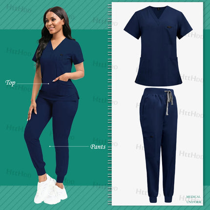 Women's Medical Joggers Suit Grooming Work Clothes Veterinary Dental Scrub Work Uniforms Fashion New Nurses Workwear Mens Scrubs-KarWorkwear