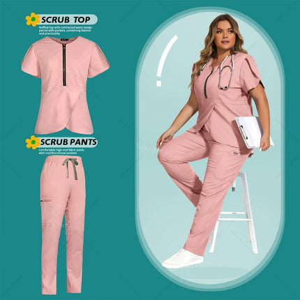 Hot Sales Medical Uniform Nurse Nursing Uniform Scrubs Set for Women Hospital Doctor Workwear Surgical Gown Beauty Salon Clothes-KarWorkwear
