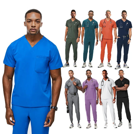 Clinical Green Gray Blue White Sanitary Dentist Medical Nursing Veterinary Surgical Uniform Men Work Wear Jogger Man Scrubs Set-KarWorkwear