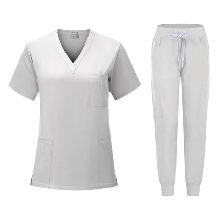 Fashion White Hospital Uniforms Nurse Beauty Dental Salon Work Clothes Custom LOGO Uniform Medical Scrubs Jogger Unisex Sets-KarWorkwear