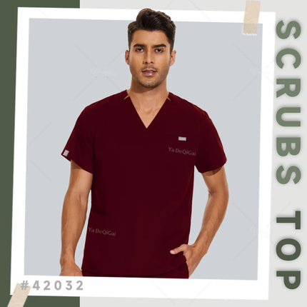 New Hospital Nursing Workwear Surgical Shirt Medical Scrubs Tops for women men Short Sleeve V-neck Pockets Uniforms Scrub Blouse-KarWorkwear