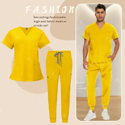 Red Nursing Uniforms Unisex Medical Top Pants Clinical Uniform Men Nursing Clothes Doctor Nurse Scrubs Sets Dentist Vet Workwear-KarWorkwear