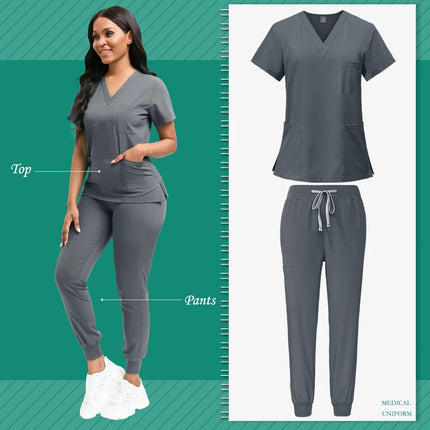New Nurse Uniform for Women Nursing Solid Surgical Gown High-quality Doctor Scrub Sets Unisex Hospital Work Wear Wholesale Price-KarWorkwear