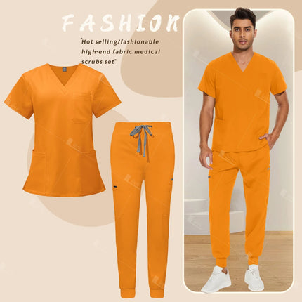 Red Nursing Uniforms Unisex Medical Top Pants Clinical Uniform Men Nursing Clothes Doctor Nurse Scrubs Sets Dentist Vet Workwear-KarWorkwear