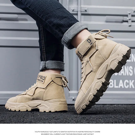 Men's Work Boots Winter New Fce Lined Anti-slip Waterproof Rainproof Warm  Boots Korean Sle round Toe Rubber Sole