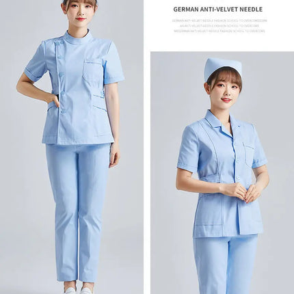 White Short Sleeve scrubs uniforms women Pet Grooming Clinic Nursing Clothes Workwear Nurse Scrub Work Pink Medical Uniform-KarWorkwear