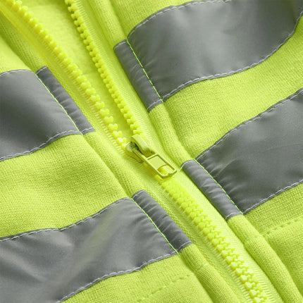 Man Sweatshirt Fashion High Visibility Mens Road Work Jacket Men'S Reflective Strip Hoodies Color Block Long Sleeve Work Coat