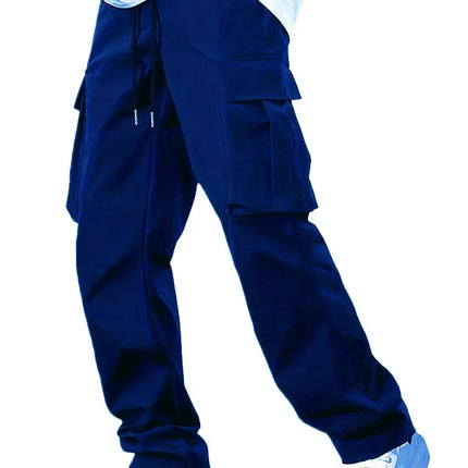 2025new men's workwear pants, European and American men's loose straight casual pants, men's workwear pocket pants