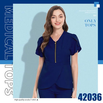 Beauty Salon Workwear Women Short Sleeved Spa Uniforms Dentist Healthcare Nurse Scrubs Tops Medical Doctor Scrub Working Clothes-KarWorkwear