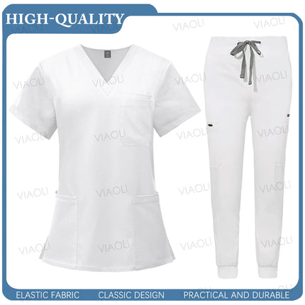 New Operating Room Uniform Hospital Working Scrub Set Medical Supplies Nurse Dental Surgery Suit Beauty Workwear Scrub Top Pants-KarWorkwear