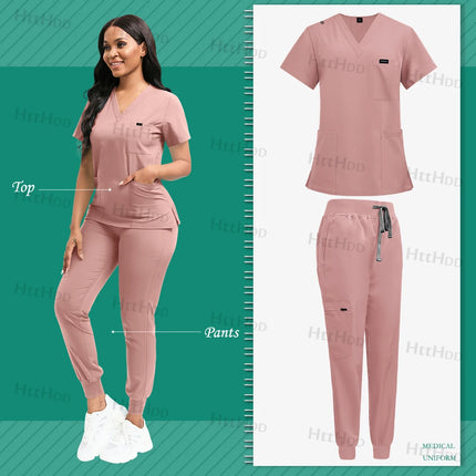 Women's Medical Joggers Suit Grooming Work Clothes Veterinary Dental Scrub Work Uniforms Fashion New Nurses Workwear Mens Scrubs-KarWorkwear