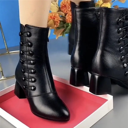 Brand Women Boots Chunky Chelsea High Boots Women 2024 New High Heels Shoes designer Sexy Women Ankle Boots Big Size botas mujer-KarWorkwear