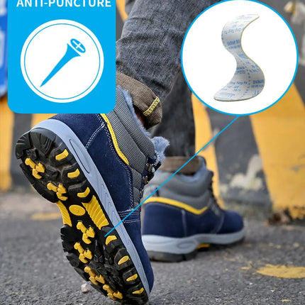 High Quality Winter Boots Men Steel Toe Cap Safety Boots Work Shoes Men Puncture-Proof Work Boots Plush Warm Safety Shoes male-KarWorkwear