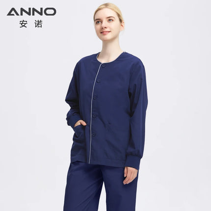 Long Sleeves Scrubs Jackets Pretty Outfit Soft Nurse Out Coat Doctor Hospital Nursing Staff Uniforms Autumn Winter Work Wear-KarWorkwear