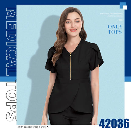 Beauty Salon Workwear Women Short Sleeved Spa Uniforms Dentist Healthcare Nurse Scrubs Tops Medical Doctor Scrub Working Clothes-KarWorkwear