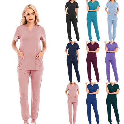 Pet Beauty Agency uniform nurse uniform medical uniform V-collar nursing frosted uniform salon SPA Women's suits suits s-KarWorkwear
