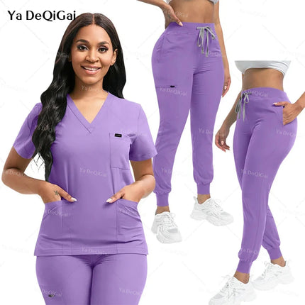 Slim Fit Medical Scrubs Uniform Women Scrub Sets Nursing Accessories Hospital Surgery Gowns Dental Clinic Beauty Salon Workwear-KarWorkwear