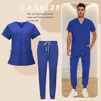Red Nursing Uniforms Unisex Medical Top Pants Clinical Uniform Men Nursing Clothes Doctor Nurse Scrubs Sets Dentist Vet Workwear-KarWorkwear