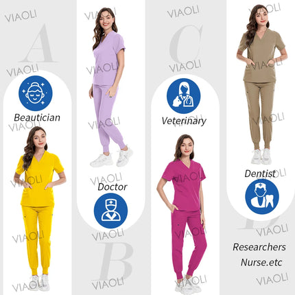 New Operating Room Uniform Hospital Working Scrub Set Medical Supplies Nurse Dental Surgery Suit Beauty Workwear Scrub Top Pants-KarWorkwear