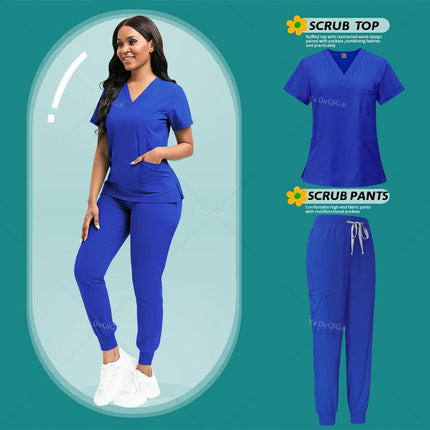 Women Uniform Nursing Scrubs Set Doctor Nurse Workwear Beauty Salon Spa Clothes Scrub Shirt Pants Unisex Medical Nursing Uniform-KarWorkwear