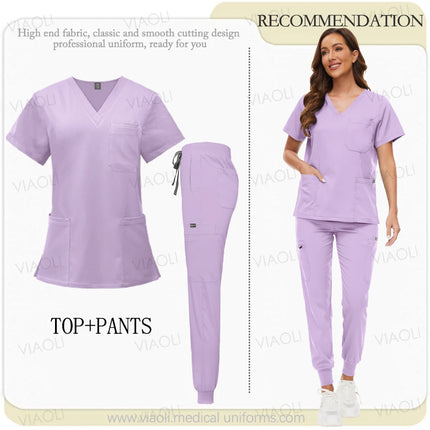 Unisex Medical Uniforms Men Women Nursing Clothes Beauty Costume Nurse Scrubs Sets Doctor Dentist Workwear Clinical Tops Pants-KarWorkwear