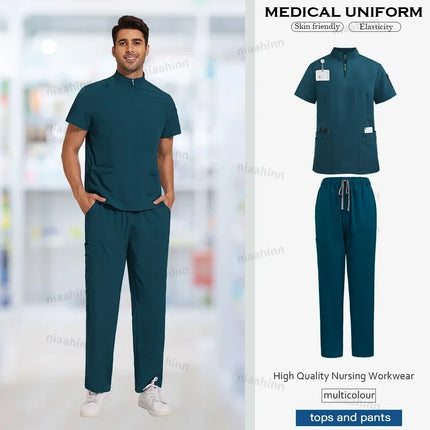 High Quality Hospital Nurse Scrubs Sets Male Men Unisex Scrub Top Pants Sets Slim Fit Medical Scrubs Healthcare Pharmacy Uniform-KarWorkwear