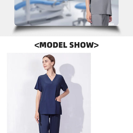 Solid Color Nursing Scrubs Women Uniforms Elasticity Pet Clinic Nurse V-neck Medical Hospital Doctor Working Clothing Wholesale-KarWorkwear