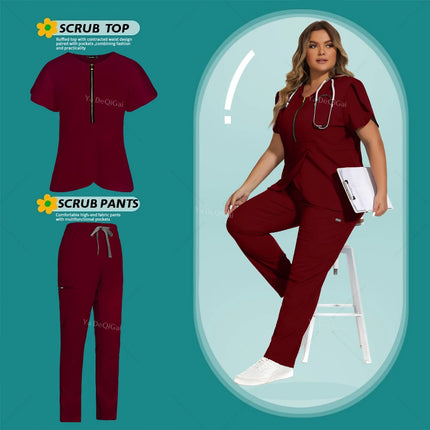 Hot Sales Medical Uniform Nurse Nursing Uniform Scrubs Set for Women Hospital Doctor Workwear Surgical Gown Beauty Salon Clothes-KarWorkwear