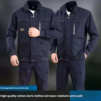 Men's work protective clothing, welding and anti scalding, construction workwear, top and pants set, labor protective clothing
