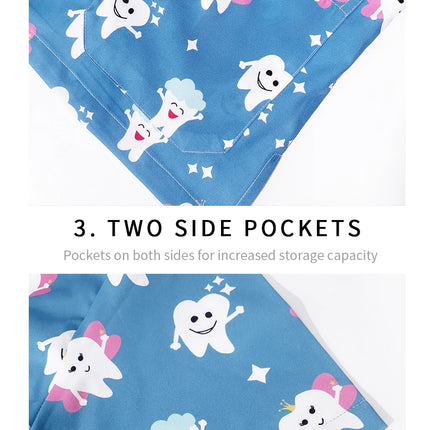 Men's Work Uniform Teeth Print Dentist Comfortable Short Sleeve Scrubs V-Neck Top Clinic Pharmacy Nursing Accessories Blouse New-KarWorkwear